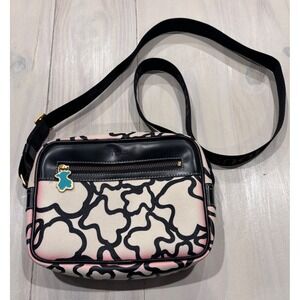TOUS Kaos Shock Crossbody Bag Cream Black Pink Abstract Bear Camera Bag